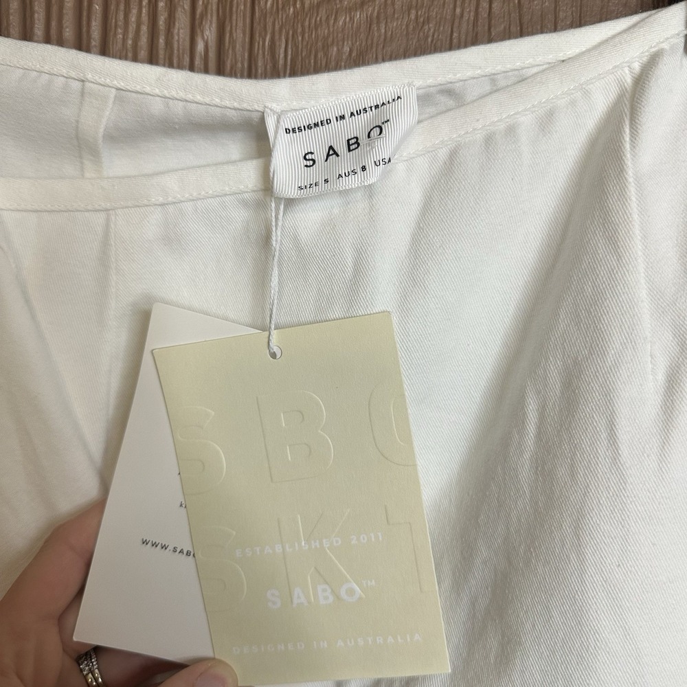 NWT Sabo Haven Wrap Skirt White Cotton Sz 4 (S) Midi Length Vacation Resort Wear - Picture 7 of 10